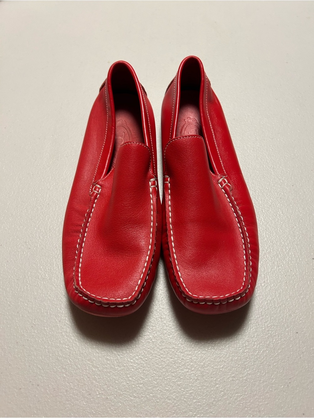 TOD’S Red Leather Slip-On Driving Moccasins - EU 40/US 9.5